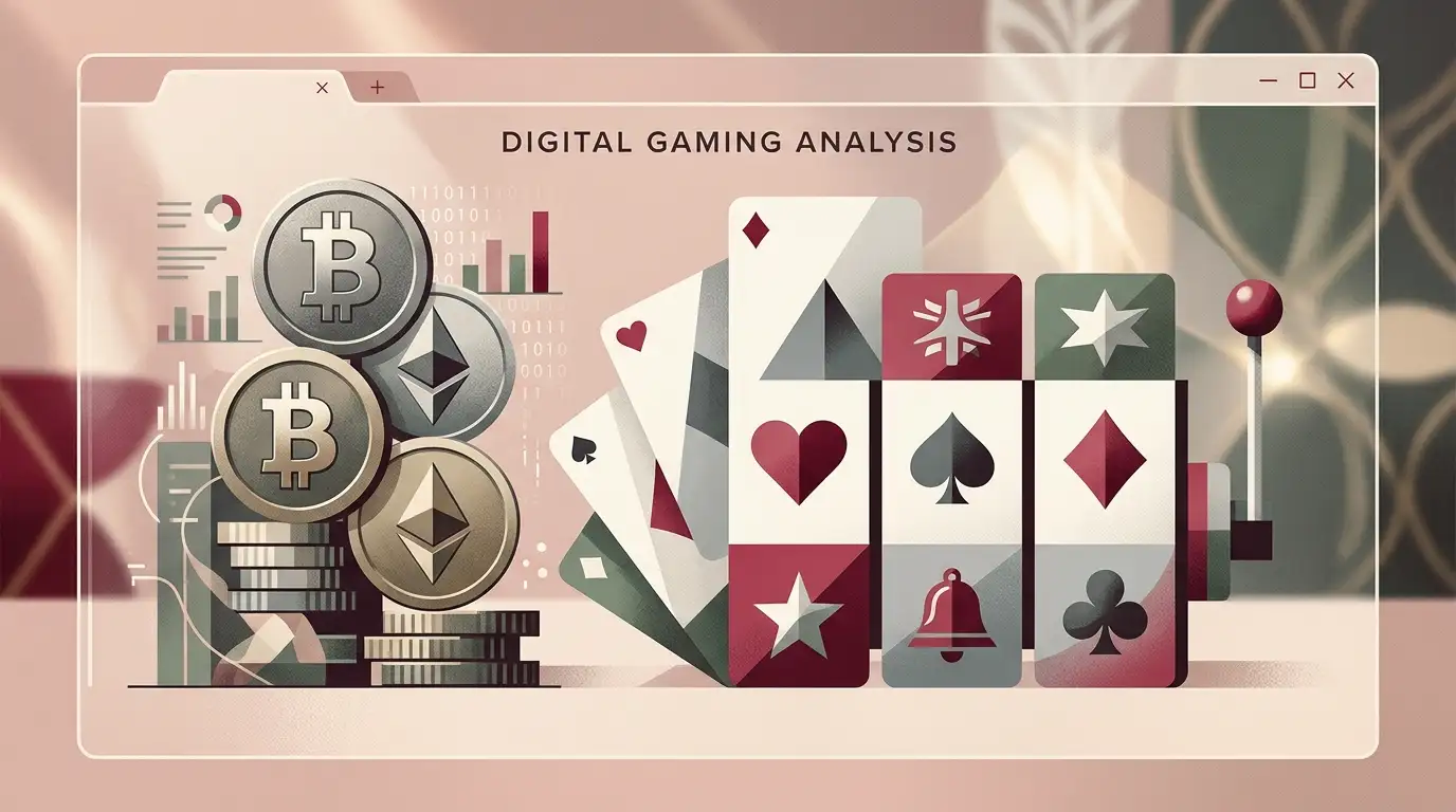 Crypto casino interface concept with coins, cards and game tiles