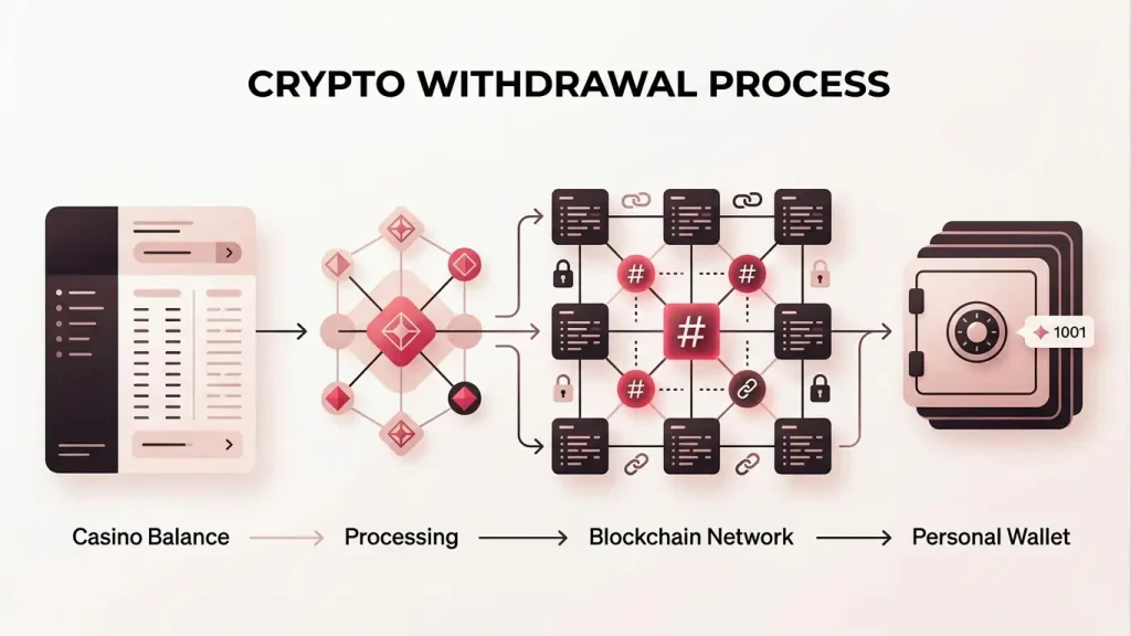 Crypto withdrawal flow with transaction checkpoints