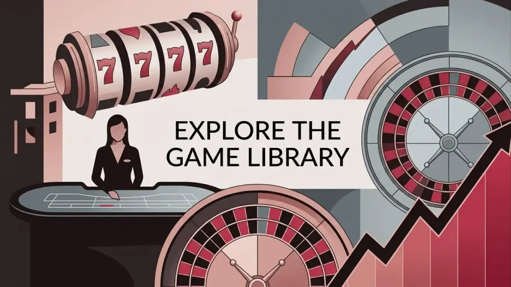 Casino game library with slots, live tables and crash-game motifs